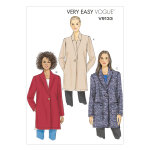 Patron vogue 9133y manteau veste femme coupe boxy un bouton - du 32 au 42 - vogue - mondial tissus