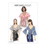 Patron vogue 9315e5 tops femme cache - c ur, manches volantes ou col cape drap - du 42 au 50 - vogue ...
