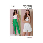 Patron vogue v2014y5 femme short et pantalon pliss taille haute46 au 54 - vogue - mondial tissus