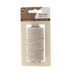 Pelote corde coton macram� blanche avec fil argent� 1, 5mmx30m - artemio - mondial tissus