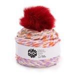 Pelote de fil � tricoter 1 bonnet pompon bonito multico prune - pingouin - phildar - mondial tissus