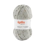 Pelote de fil � tricoter bulky tweed n�201 gris clair - katia - katia - mondial tissus
