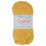 Pelote fil  tricoter caline 50g 100% coton merceris - col. 108 moutarde - mondial tissus