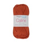 Pelote fil  tricoter caline 50g 100% coton merceris - col. 109 terracotta - mondial tissus