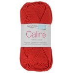 Pelote fil � tricoter caline 50g 100% coton merceris� - col. 113 rouge vif - mondial tissus