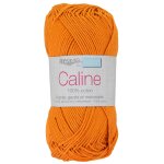 Pelote fil  tricoter caline 50g 100% coton merceris - col. 120 orange - mondial tissus
