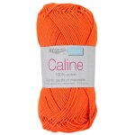 Pelote fil  tricoter caline 50g 100% coton merceris - col. 121 orange vif - mondial tissus