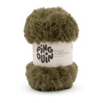 Pelote de fils � tricoter pingo furry soft kaki clair - pingouin - pingouin - mondial tissus
