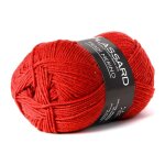 Pelote de fil  tricoter tradi - merino rouge vermillon 200m - plassard - plassard - mondial tissus