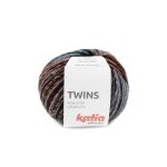 Pelote de fil  tricoter katia twins rose bleu rouille - katia - mondial tissus