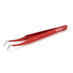 Pince art textile - modle brucelles - revtement epoxy rouge - 13 cm - bohin - mondial tissus