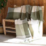 Plaid carreaux beija kaki 130 x 180 cm - mondial tissus