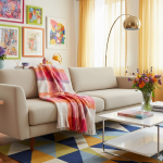 Plaid carreaux rose orange 130x170cm - mt - mondial tissus