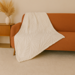 Plaid fausse fourrure palmes �cru 130x160cm - mt - mondial tissus