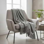 Plaid  frange gris anthracite 130 x 170 cm. - mt - mondial tissus