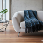 Plaid jacquard bleu 130 x 170cm - mt - mondial tissus