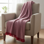 Plaid en laine mlang rouge 150x150cm - fils upcycls - linder - mondial tissus