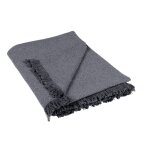 Plaid mlang wooly gris fonce 150x150cm - fils upcycls - linder - mondial tissus
