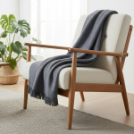 Plaid mlang wooly gris fonce 150x150cm - fils upcycls - linder - mondial tissus