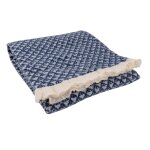 Plaid petit gomtrique bleu 130x170cm - mt - mondial tissus