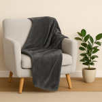 Plaid uni gris anthracite 125x150 cm - mt - mondial tissus