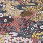 Tissu popeline viscose imprim�e d'un jardin japonais gris et beige - mondial tissus