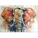 Poster tissu jacquard lphant peinture colore 134 x 96 cm - mondial tissus