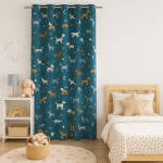 Rideau enfant dog en folie bleu 140x250cm - mt - mondial tissus