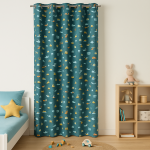 Rideau enfant voitures bleu canard 140 x 250cm - mt - mondial tissus