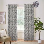 Rideau jacquard chenille gometrique 140x250 cm - mt - mondial tissus
