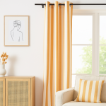 Rideau rayures moutarde �cru venezuela 140 x 240 cm - mt - mondial tissus