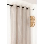 Rideau voilage marcel naturel  rayures noires 140x280 cm - linder - mondial tissus