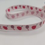 Ruban gros grain bonbon et sucette fond rose 16 mm - mondial tissus