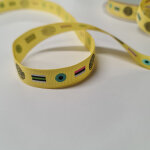 Ruban gros grain jaune 16 mm motif gourmandise friandise - frou frou - mondial tissus