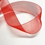 Ruban organza 38 mm rouge vif - frou frou - mondial tissus
