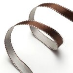 Ruban satin double face bicolore marron et cru 10 mm - frou frou - mondial tissus