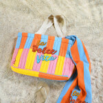 Sac cabas matelass rayure  ; la dolce vita ; multico 44 x 35 x 10 cm - stof - mondial tissus