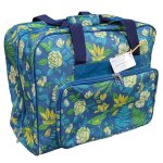 Sac pour machine  coudre bleu motif roses et feuilles - mt - mondial tissus