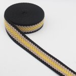 Sangle reversible tissage fleche noir taupe jaune 38 mm - mondial tissus