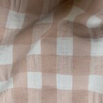 Tissu seersucker maxi vichy rose des sables 20mm recycl� - mondial tissus