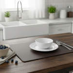 Set de table rectangle r�versible blanc cafe - mt - mondial tissus