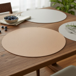 Set de table rond r�versible perle cuivre - mt - mondial tissus