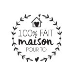 Tampon en bois rond inscription  ; 100% fait maison ; - aladine - mondial tissus