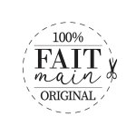 Tampon en bois rond inscription  ; fait main ; - mondial tissus