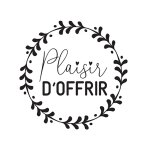 Tampon en bois rond inscription  ; plaisir d'offrir ; - aladine - mondial tissus