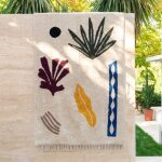 Tapis �cru feuilles couleur 120x180cm - mondial tissus