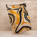 Tapis cru vagues marbre 70s jaune noir 120x180cm - mondial tissus