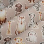 Tissu bachette chiens crayonns beige - mondial tissus