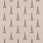 Tissu coton �pais bachette effet lin motifs tour eiffel - mondial tissus