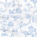 Tissu bachette effet toile de jouy imprime jeu d'enfant bleu - mondial tissus